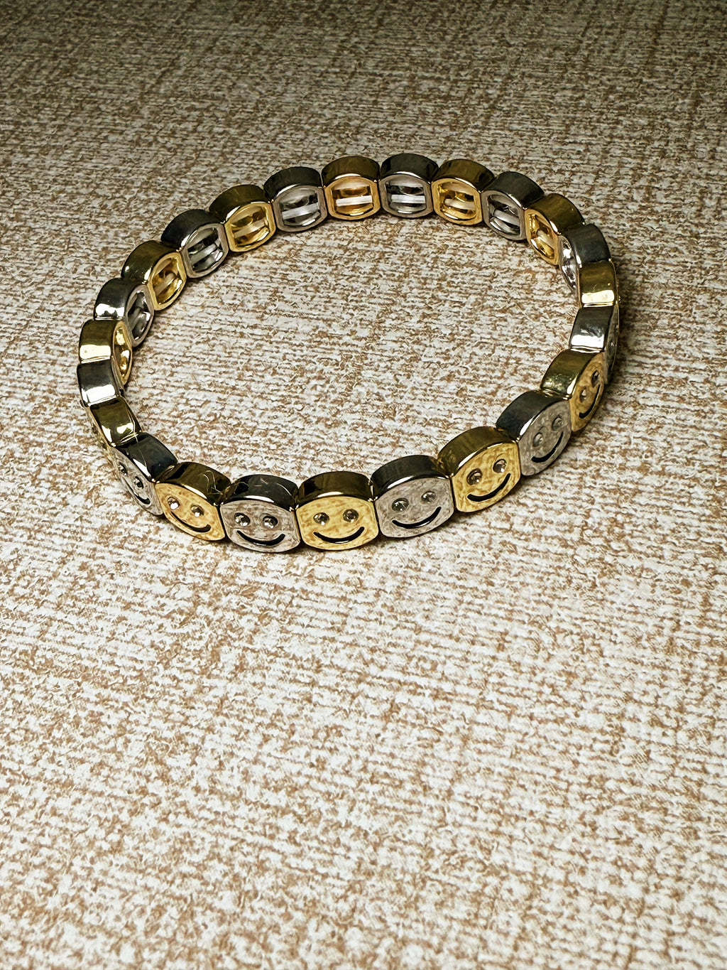 hermosa pulsera dos tonos happy face 